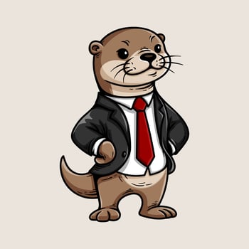 Otter character in business suit vector