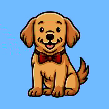 Adorable dog sitting with bow tie vector