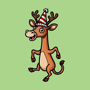 Cartoon deer in party hat vector