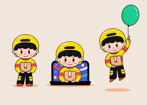 illustration of delivery man cute vector