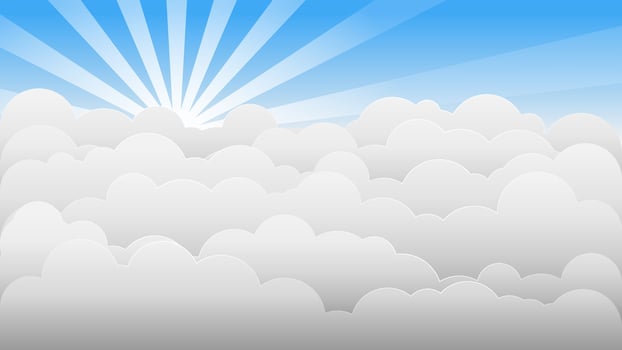 Cloud cartoon background, blue sky with white clouds pattern. vector