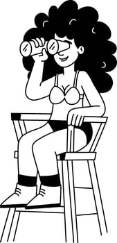 A hand drawn style illustration showing lifeguard vector