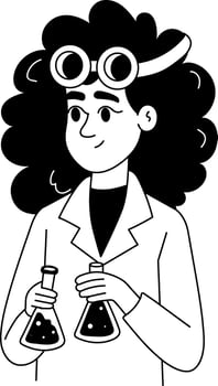 A glyph style illustration depicting scientist vector
