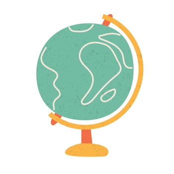 Hand drawn globe icon. Earth sign. Geography studying. School lesson. Cute art for education banner, back to school card, funny advertising layout. vector