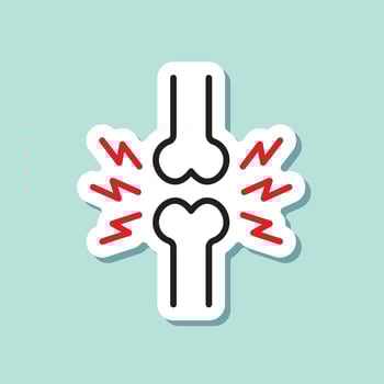 A sticker with a bone and lightning bolt vector
