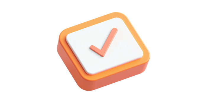 3D Orange Checkmark Icon. Symbol Of Approval And Confirmation In Digital Design Isolated On Transparent Background png