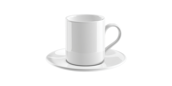 Porcelain Coffee Cup With Saucer. Elegant Tableware For Hot Beverages Isolated On Transparent Background png