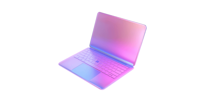 Colorful Gradient Laptop Design. Futuristic Technology And Digital Innovation Concept Isolated On Transparent Background png