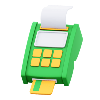 Green payment terminal with receipt printer png