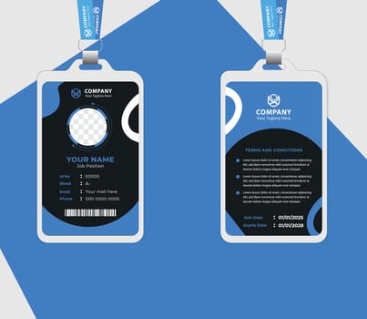 Modern id card template, ideal for employee badges, office identity cards, and corporate staff use. Easy to edit. vector