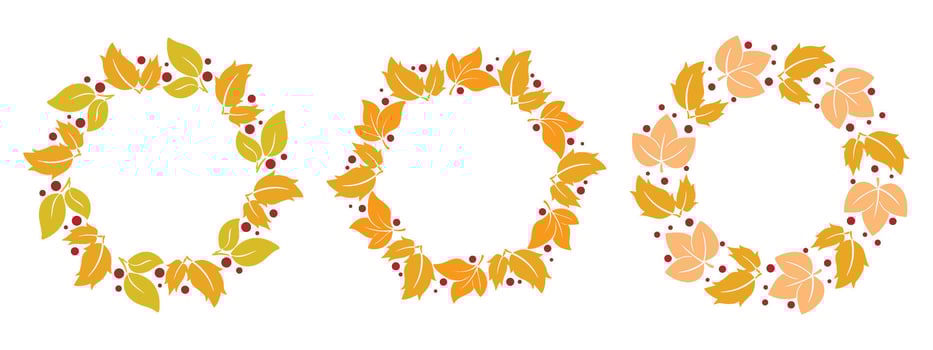 Colorful foliage autumn wreath collection vector