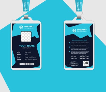 modern office id card templates with abstract geometric backgrounds. ideal for staff, employee, student, and corporate id badges. clean and stylish layout. vector