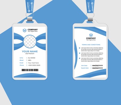 Modern minimalist id card template. Corporate employee identity card layout for business use. vector