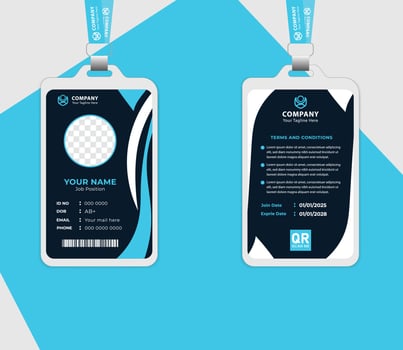 Clean business id card design template. Company staff identity card layout for professionals. vector