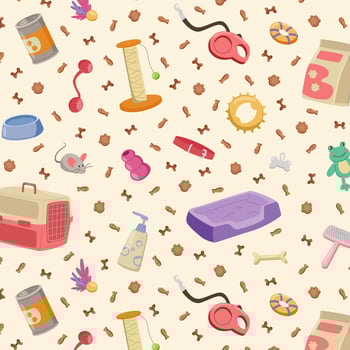 colorful pet supplies and toys illustration vector