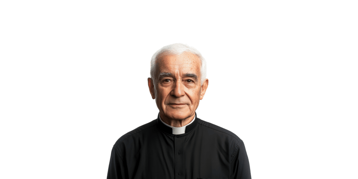 Elderly Priest In Clerical Attire. Religious Leadership And Spiritual Guidance Isolated On Transparent Background png