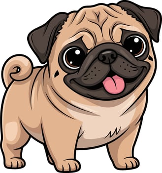 Cute Pug Dog Illustration in Cartoon Style for Pet, Kids, and Animal Designs vector