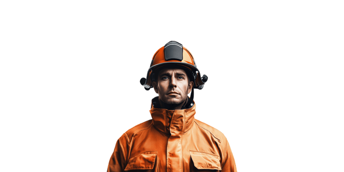 Firefighter In Protective Gear. Safety And Emergency Response Representation Isolated On Transparent Background png