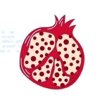 Pomegranate sliced half fruit logo in flat style isolated on a white background. vector