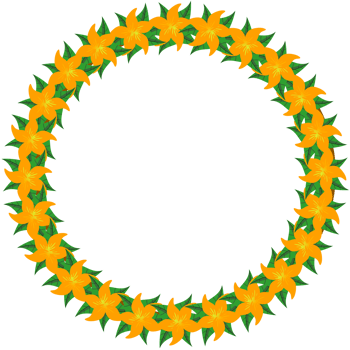 Golden yellow blooming floral wreath png
