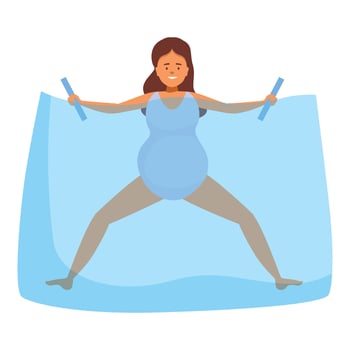 Pregnant woman doing aqua fitness with pool noodle in swimming pool vector