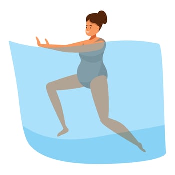Pregnant woman doing aqua aerobics, exercising in water for health and fitness vector