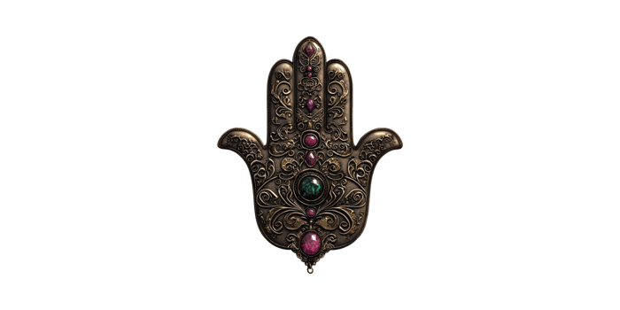 Ornate Hamsa Hand With Gemstones. Symbol Of Protection And Spirituality Isolated On Transparent Background png