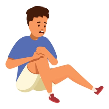 Young man feeling knee pain while sitting on the floor vector