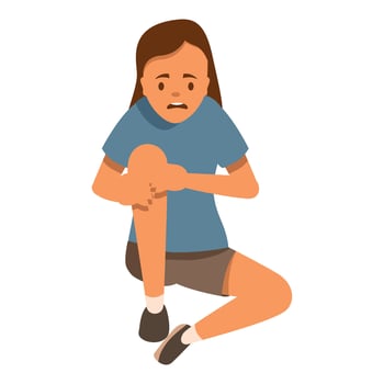 Young woman suffering from knee pain while doing sports vector