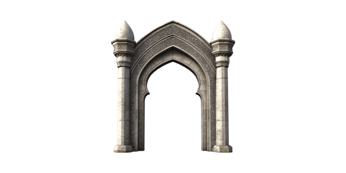 Ornate Stone Archway With Islamic Architectural Design. Cultural Heritage And Historical Significance Isolated On Transparent Background png