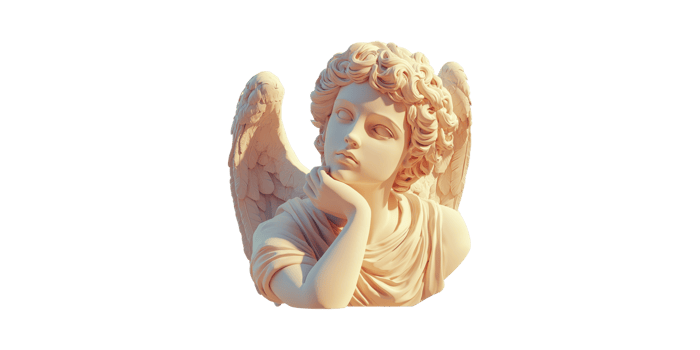 Cherubic Angel Statue. Symbol Of Innocence And Spirituality Isolated On Transparent Background png