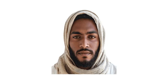 Portrait of Bearded Man Wearing Headscarf with Neutral Expression Isolated on Transparent Background png