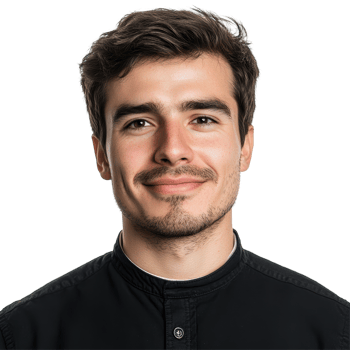Smiling Young Man In Black Shirt. Portrait Of Confidence And Positivity Isolated On Transparent Background png
