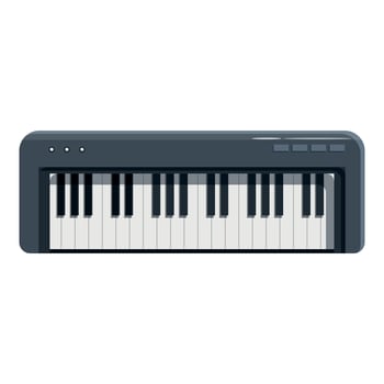 Modern electronic piano keyboard synthesizer presenting musical instrument potential vector