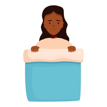 Sad girl hiding behind blanket, feeling fear and loneliness vector