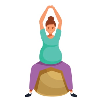 Pregnant woman doing yoga on fitness ball, healthy pregnancy and exercise vector