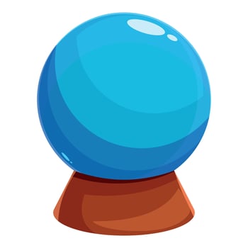 Magic ball showing future on red wooden stand vector
