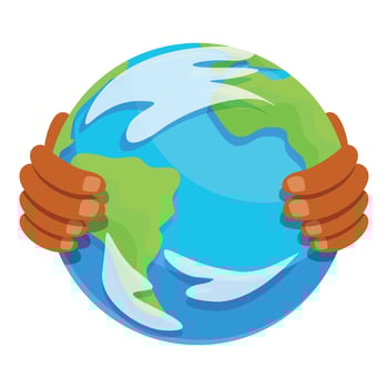 Hands embracing planet earth promoting environmental protection vector
