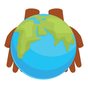 Hands holding the earth icon vector