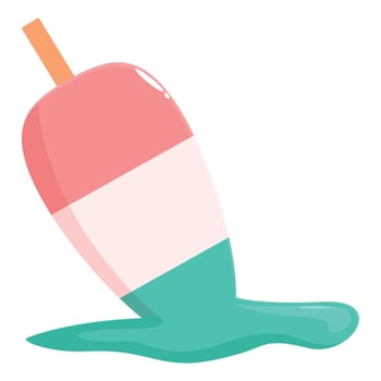 Melting popsicle with three flavors on white background vector