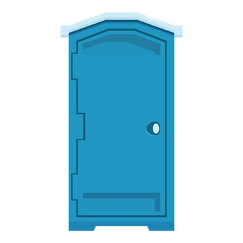 Blue portable toilet showing closed door and white roof vector