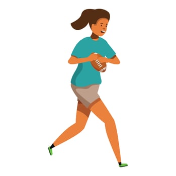 Female rugby player running with ball in her hands vector
