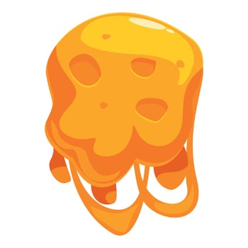 Melting cheese sauce dripping down, delicious dairy product vector