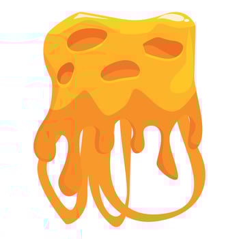 Melting orange slime dripping down, forming abstract shapes vector