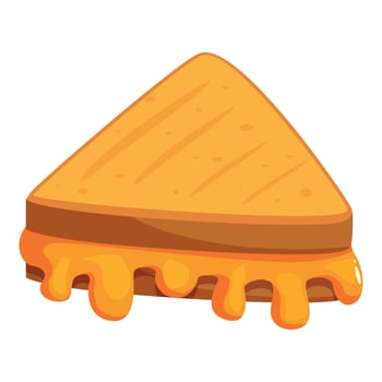 Grilled cheese sandwich dripping melted cheese illustration vector