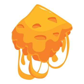 Melted cheese slice dripping on white background vector