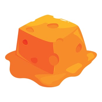 Melting cheese cube forming a puddle of cheese vector