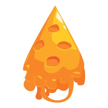 Melting piece of cartoon cheese with holes dripping down vector