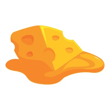 Melted cheese slice with bite missing, processed cheese product vector
