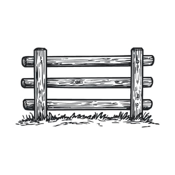 Rustic wooden fence design for country landscape decoration vector